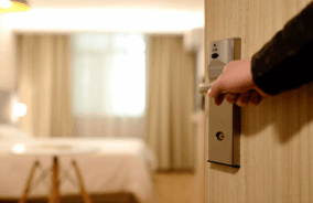 Guest entering hotel room