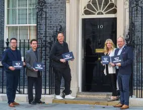 The #VATsTheProblem campaign delivers a petition with more than 400,000 signatures to 10 Downing Street in London. Photo credit: Simon Jacobs/PA Media Assignments