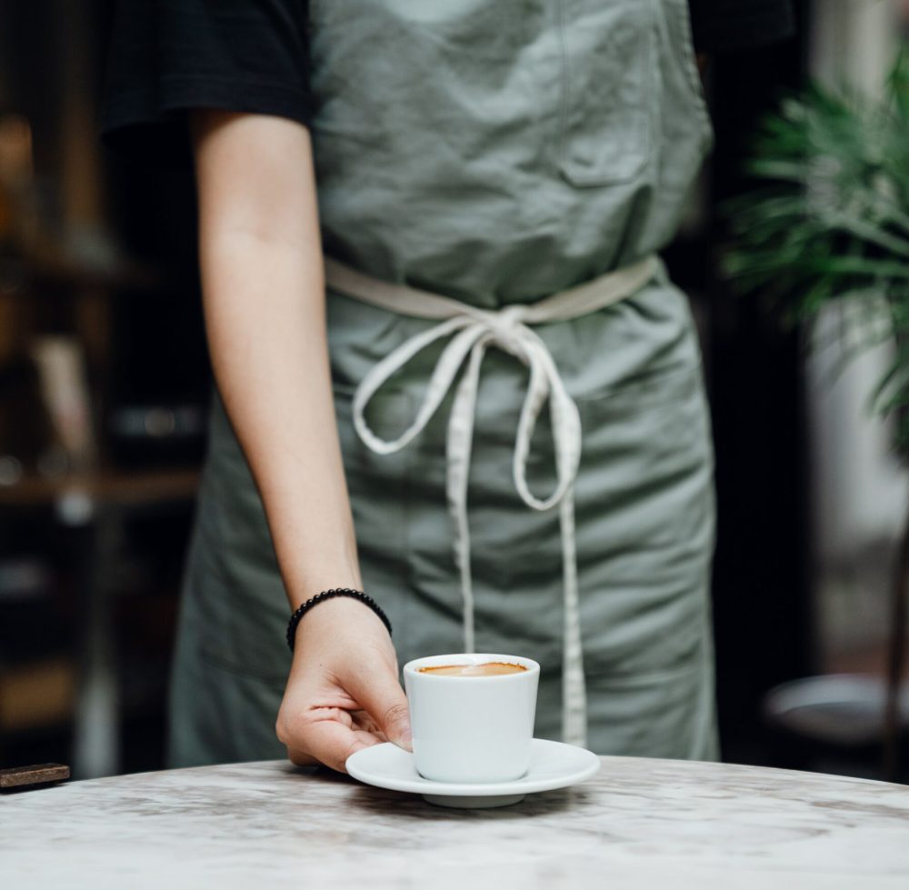 Coffee being served in a coffee shop