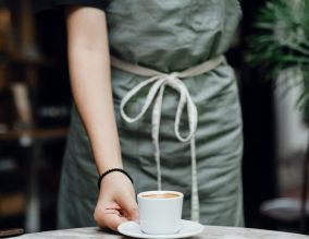 Coffee being served in a coffee shop