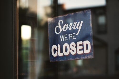 Closed sign in shop