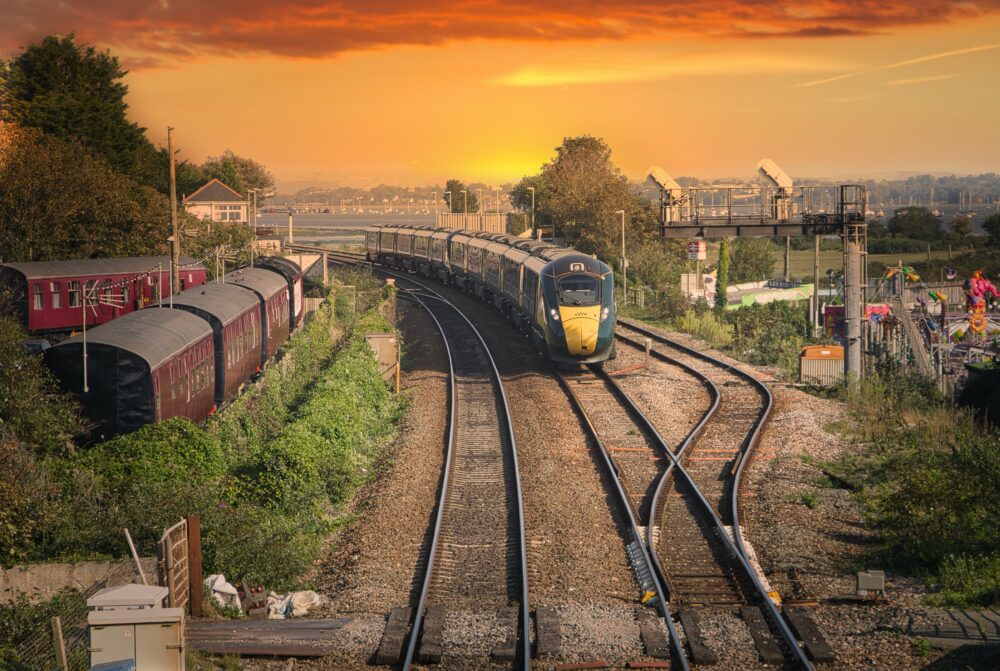 Train coming into a station