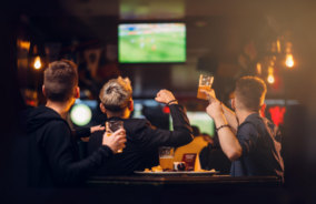 Football fans in the pub