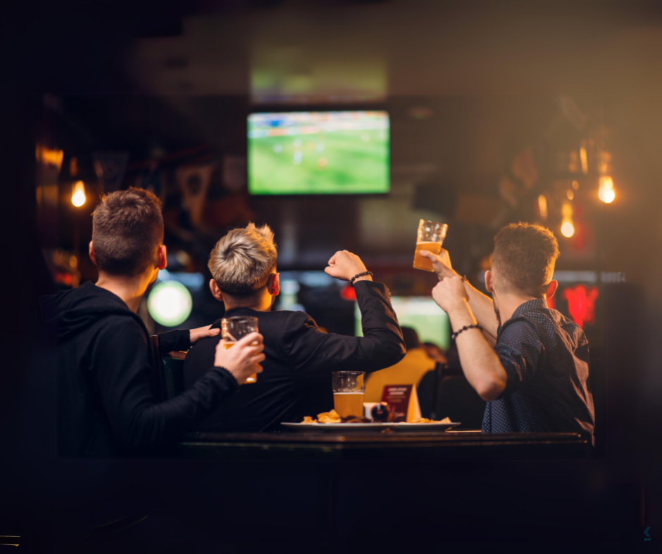 Football fans in the pub