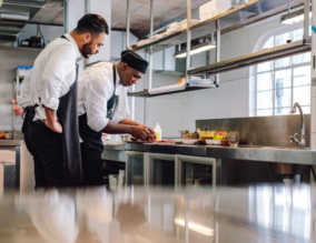 Chefs cooking in a kitchen