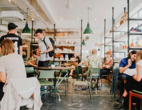 People sitting down in a cafe