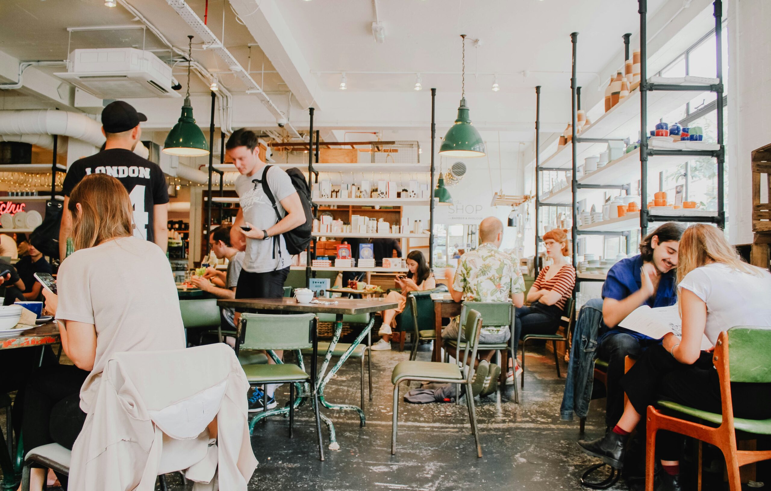 People sitting down in a cafe