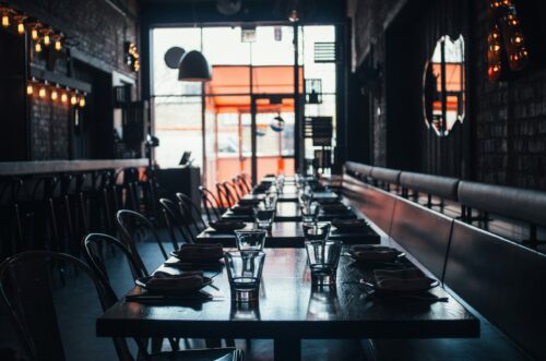 Empty seats and table at a restaurant