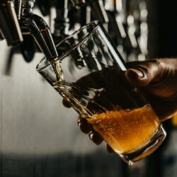 Pint of beer being poured in a pub