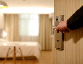 Guest entering hotel room