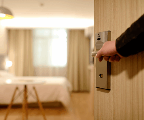 Guest entering hotel room