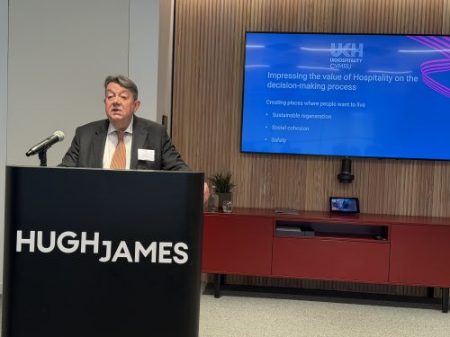 David Chapman, Executive Director of UKHospitality Cymru, speaks at the launch of Serving Wales.