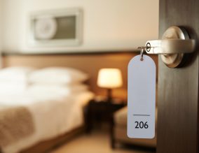 Entering hotel room
