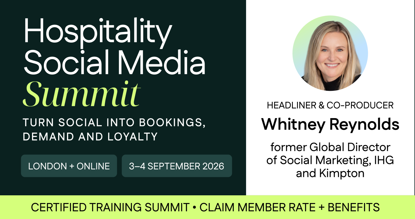 UKHospitality members receive exclusive discounted rates for the Hospitality Social Media Summit 2026, taking place at Chicago Booth London and online on 3–4 September 2026. Designed for hospitality marketing, social media, brand and commercial leaders, the Summit combines strategic insight with practical workshops led by industry experts from leading hospitality brands. Delegates will develop social media strategies, creator partnerships and AI-enabled workflows, with six months' access to the HoSS Digital Hub. UKHospitality members receive 20% off individual passes, 30% off bookings of three or more, a complimentary online pass with every two London passes, and the flexibility to attend in person or online.