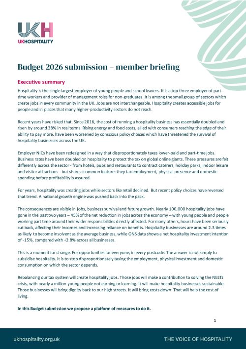 Budget 2026 submission - member briefing note
