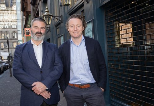 Chef Tom Kitchin and UKHospitality Scotland's Leon Thompson at the launch of the #VATsTheProblem campaign in Glasgow.
