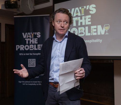 Chef Tom Kitchin at the launch of the #VATsTheProblem campaign in Glasgow.