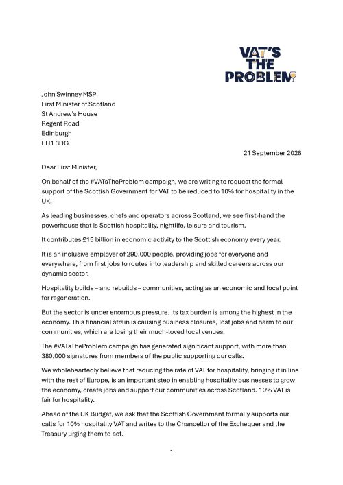 Open letter to the First Minister of Scotland - VAT 210926