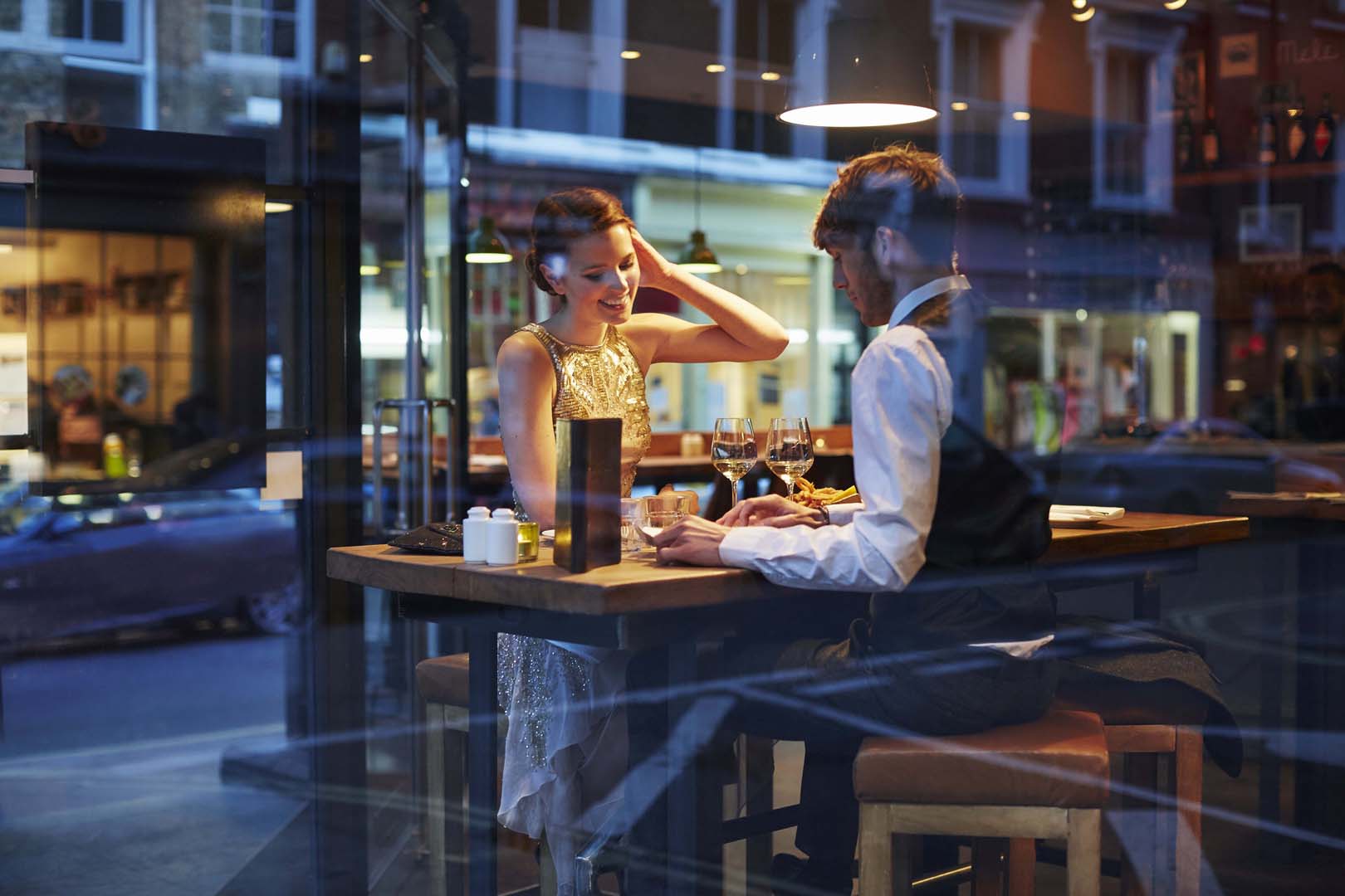 Diners in a restaurant window