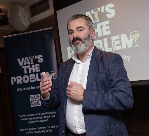 UKHospitality Scotland's Leon Thompson at the launch of the #VATsTheProblem campaign in Glasgow.