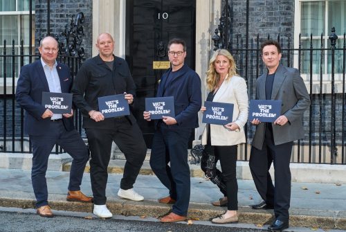 From left: Steve Alton, Chief Executive at British Institute of Innkeeping, Chef Tom Kerridge, Allen Simpson, Chief Executive at UKHospitality, Emma McClarkin, Chief Executive at British Beer and Pub Association and Adam Hyman, Founder of CODE Hospitality, deliver a petition with more than 400,000 signatures to 10 Downing Street in London in support of the #VATsTheProblem campaign, which calls for hospitality VAT to be reduced to 10 percent. Picture date: Tuesday October 13, 2026. Photo credit: Simon Jacobs/PA Media Assignments